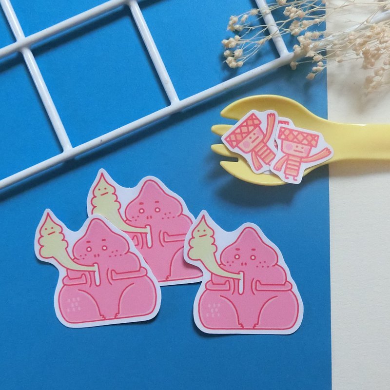 便便冰 ( 1+1 ) / 小贴纸 - 贴纸 - 纸 粉红色