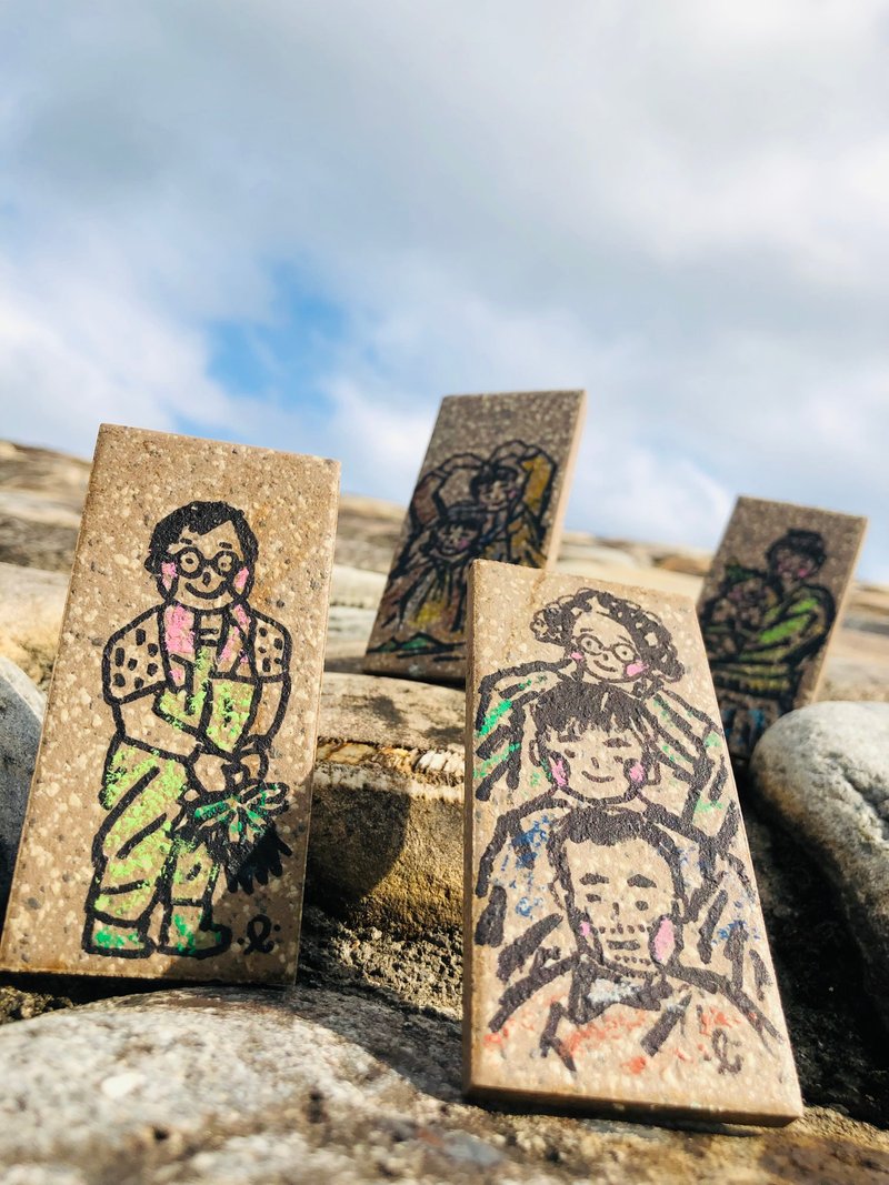 石版画-市集定番似颜绘-手绘插画 - 订制画像 - 石头 