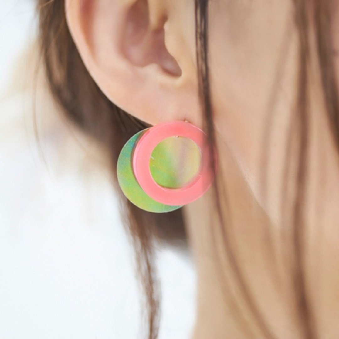Candy Ring || Earrings / Clip-On || Cherry - 耳环/耳夹 - 压克力 粉红色
