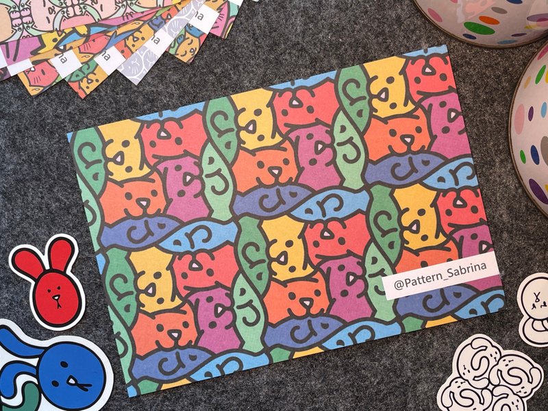 【明信片】猫鱼系列 Cat&fish_p4_B_荷兰纸 - 卡片/明信片 - 纸 多色