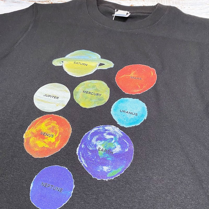 Space Series Solar System T-shirt Unisex S ~ XL Tcollector - 女装 T 恤 - 棉 黑色