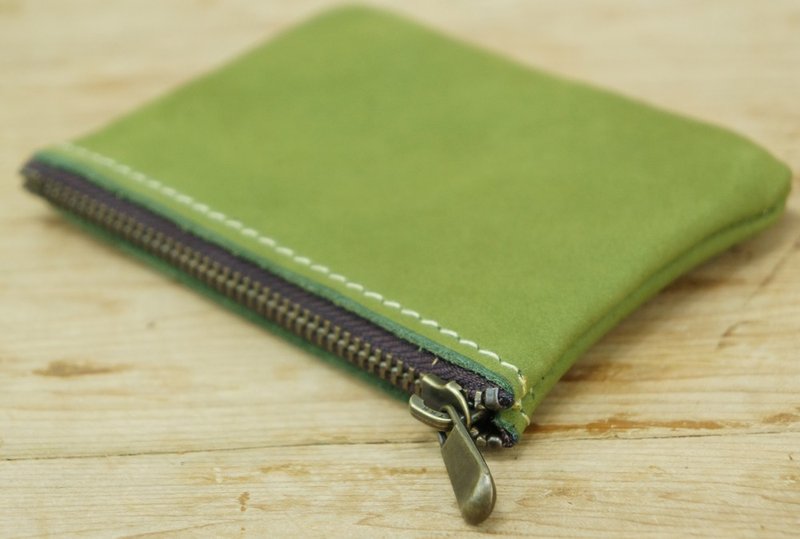 “五金专属刻字”抹茶绿零钱包 - 皮夹/钱包 - 真皮 绿色