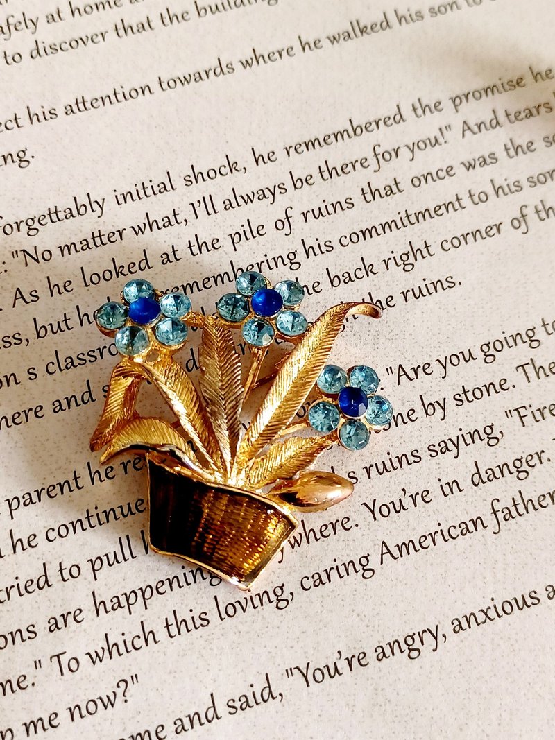 Avintage jewelry  典雅珐琅莱茵花盆  别针 胸针 - 胸针 - 其他金属 