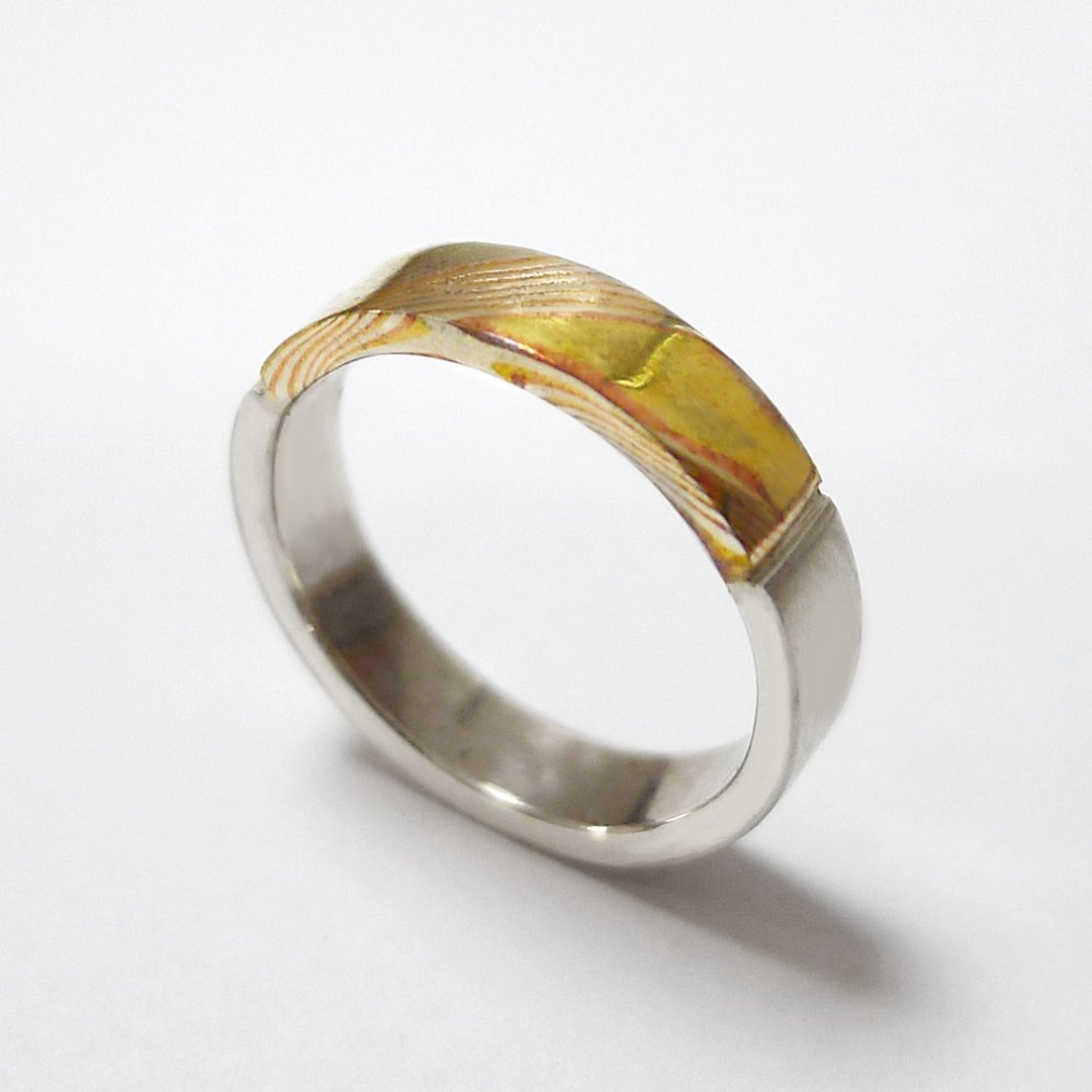 木目金 Mokume Gane 彩虹 戒指 - 戒指 - 其他金属 
