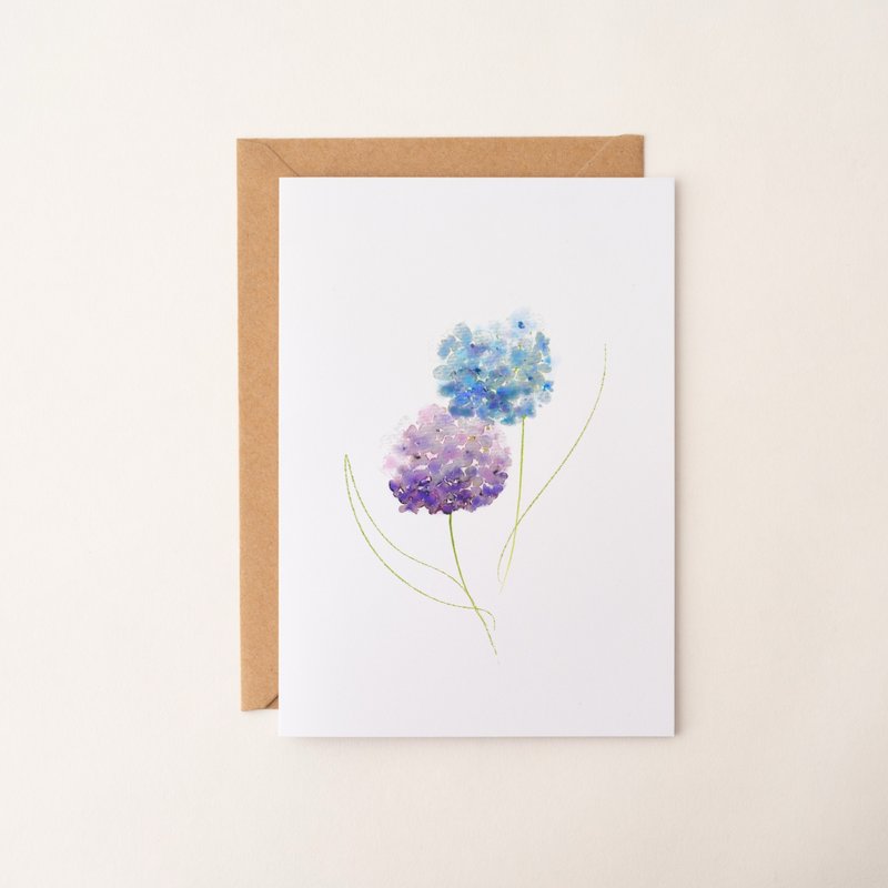 绣球花水彩插画卡片 花卉植物 祝福卡片 生日贺卡 感谢卡 艺术卡 - 卡片/明信片 - 纸 紫色