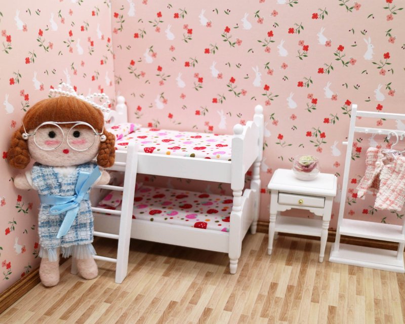 毛毛头 - Mary - 迷你手工娃娃 / 吊饰 - 吊饰 - 羊毛 蓝色