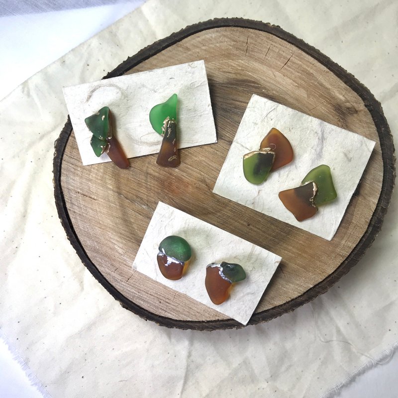 【SISIRE |永续珠宝】海玻璃耳环 海废饰品 海洋饰品 - 耳环/耳夹 - 玻璃 