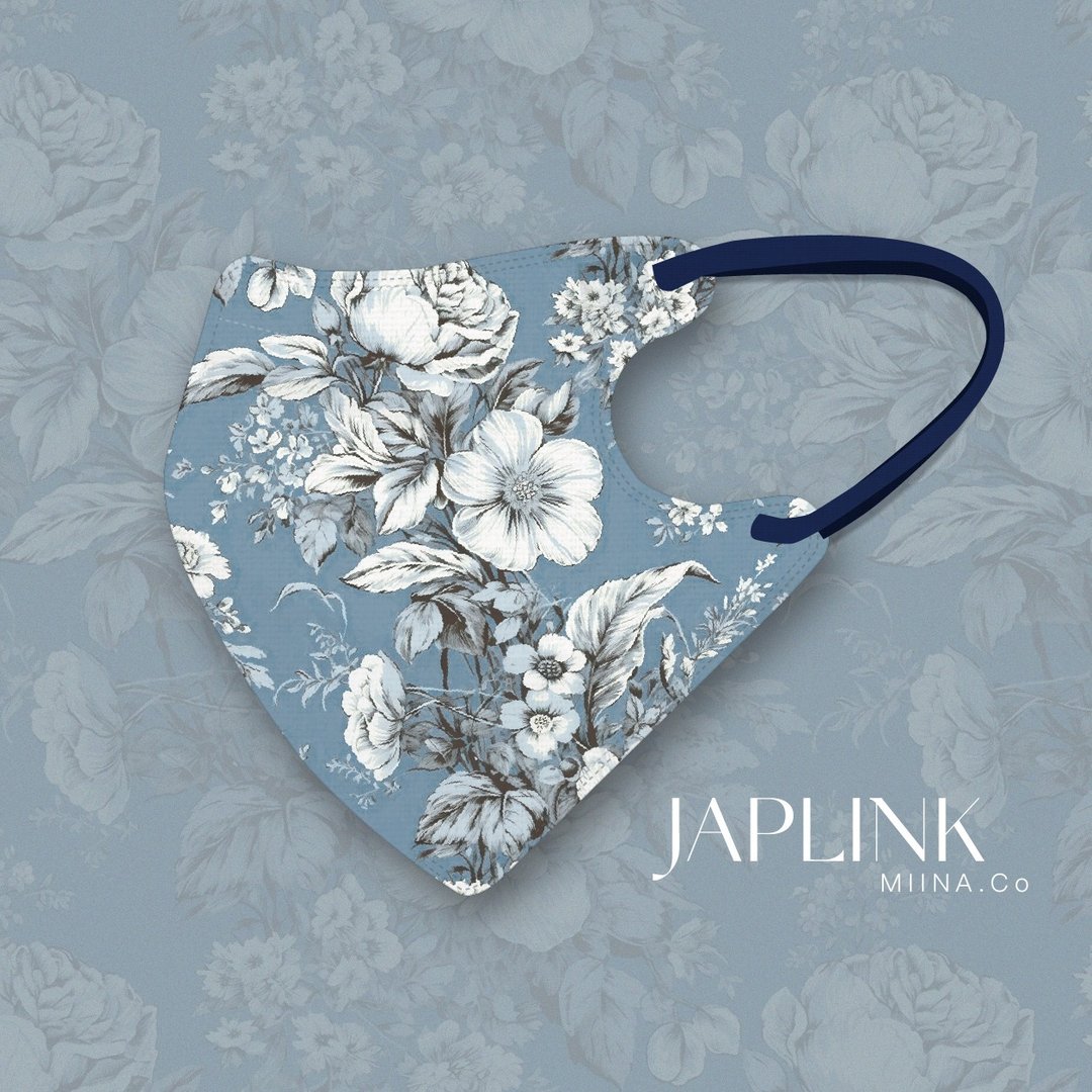 【标准】JAPLINK HEPA 高科技水驻极 立体医疗口罩-雾蓝花语 - 口罩 - 聚酯纤维 蓝色