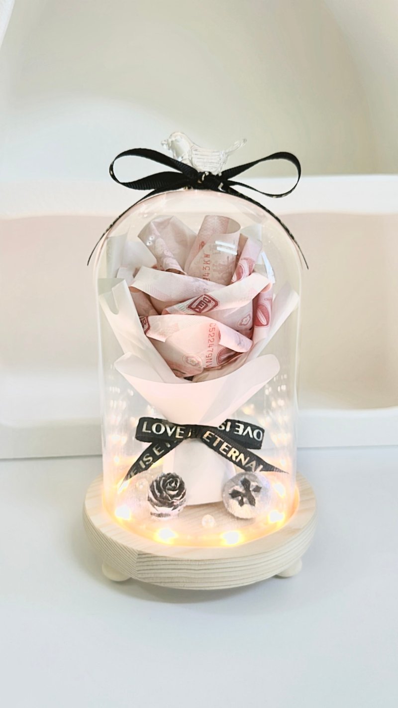 【生日礼物】玫瑰钱花玻璃盅 夜灯 售价含现金300 附赠提袋 - 植栽 - 玻璃 