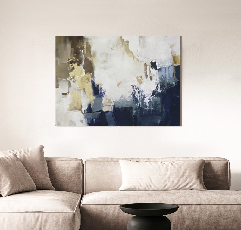 海军抽象画 | 海军棕壁画 | 海军帆布画 | 蓝色闪光 2 - 墙贴/壁贴 - 棉．麻 蓝色