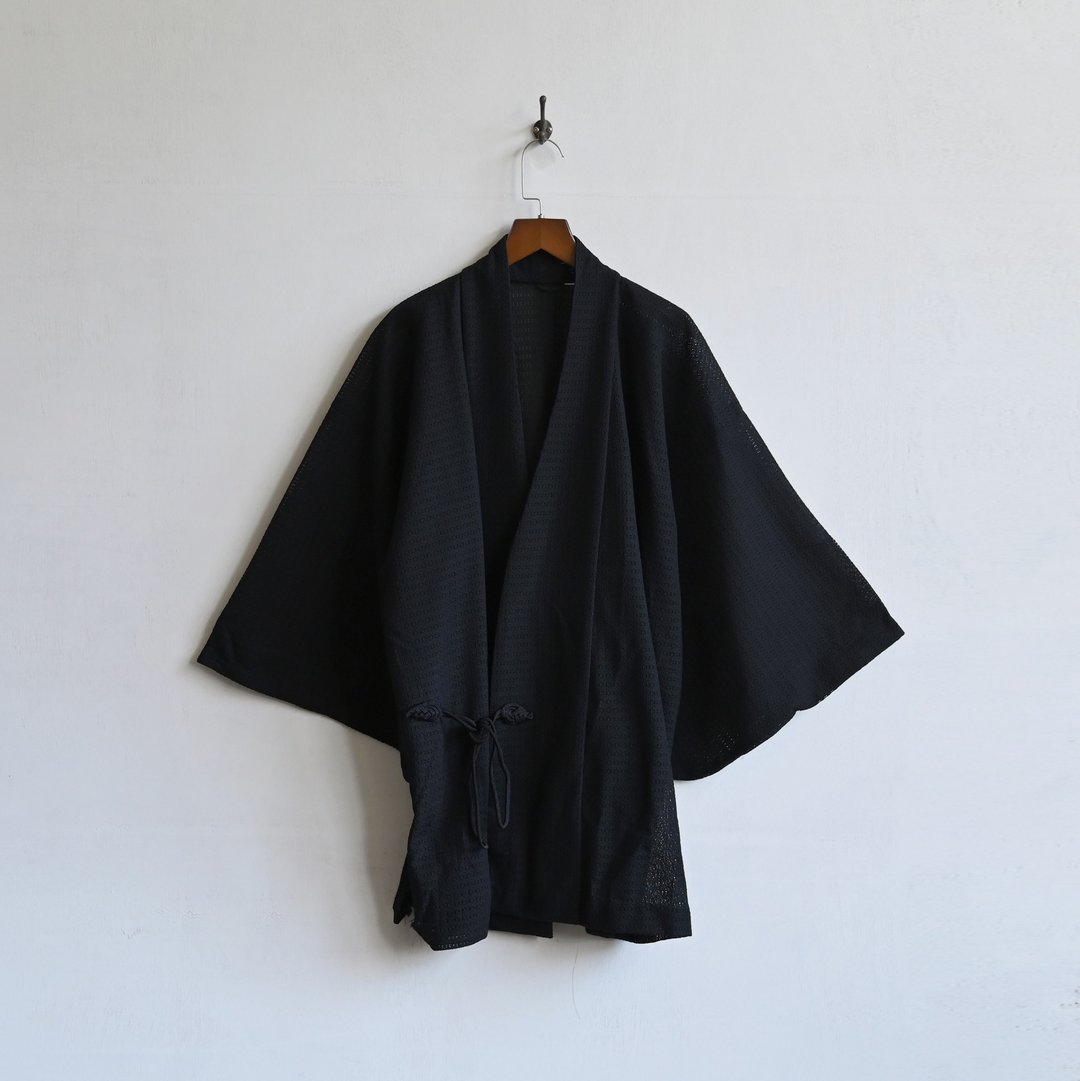 【蛋植物古着】乌鸦黑羽蕾丝古着和服羽织 - 女装休闲/机能外套 - 其他人造纤维 黑色