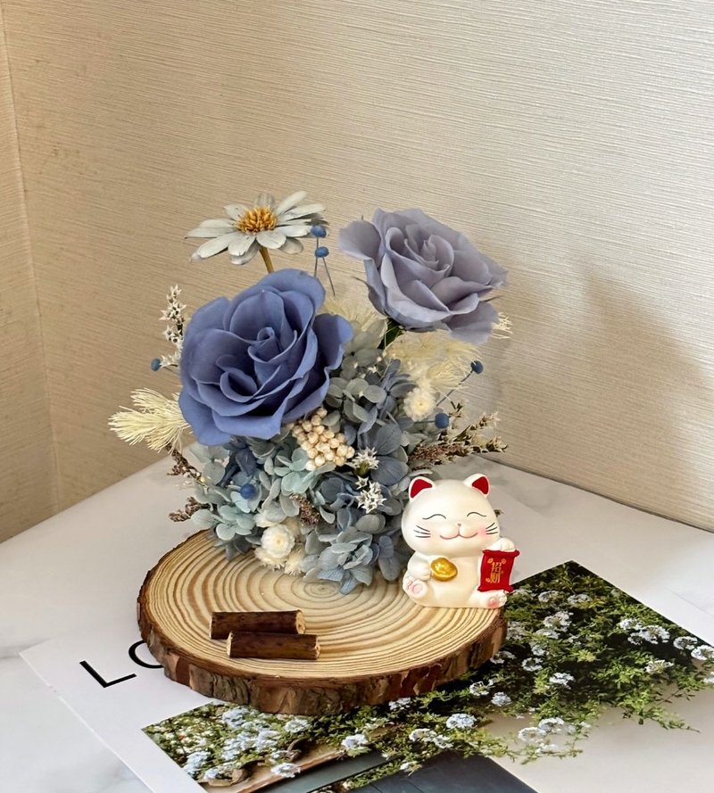 愈心花艺 | 宁静蓝永生花名片座 开幕花礼/升迁花礼 - 干燥花/捧花 - 植物．花 