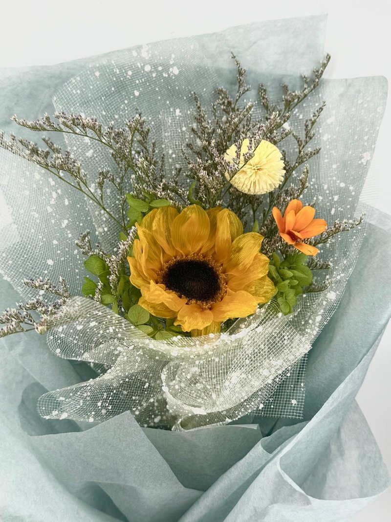 毕业季主题花卉 毕业花束/永生向日葵扩香索拉乒乓菊花束 - 干燥花/捧花 - 植物．花 