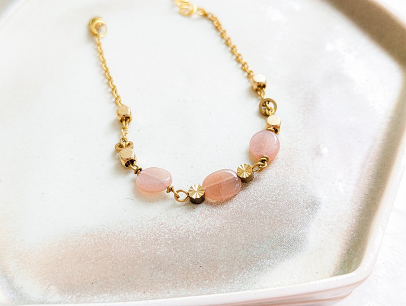||木织金||金太阳石黄铜手链、项链 - 手链/手环 - 半宝石 粉红色