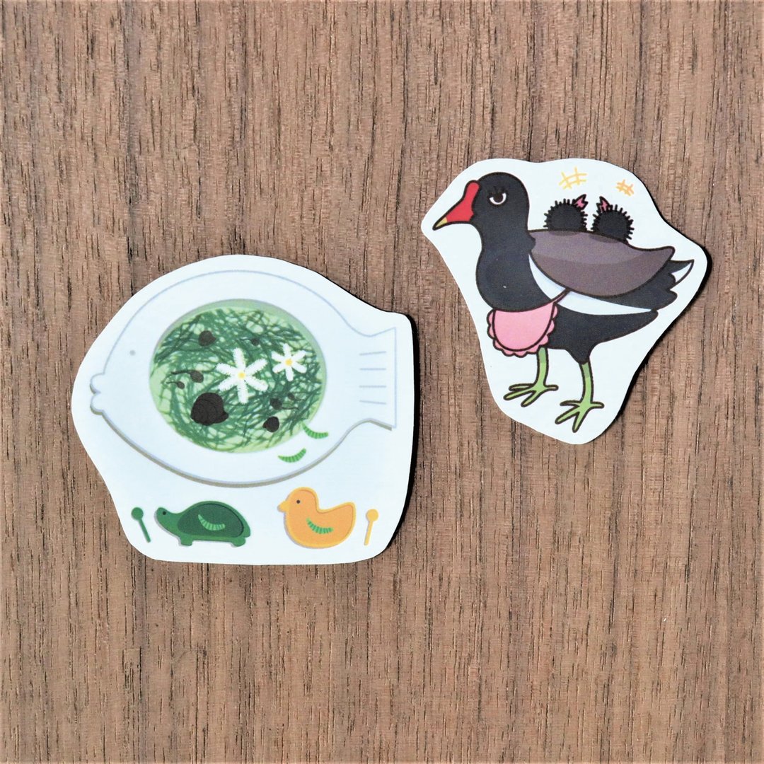 鸟贴纸 | 红冠水鸡妈妈 | 私房菜系列 - 贴纸 - 纸 黑色