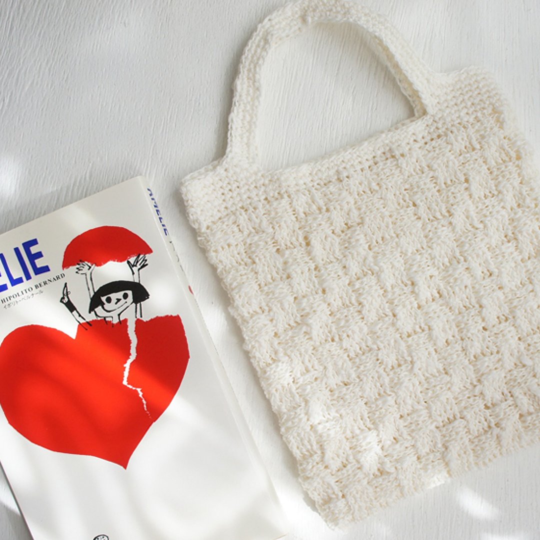 Ba-ba handmade Pattern knitted multi tote bag No.MB7 - 手提包/手提袋 - 其他材质 白色