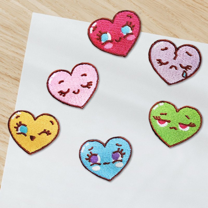 【刺绣布贴】爱心表情包  (六入) - 贴纸 - 绣线 