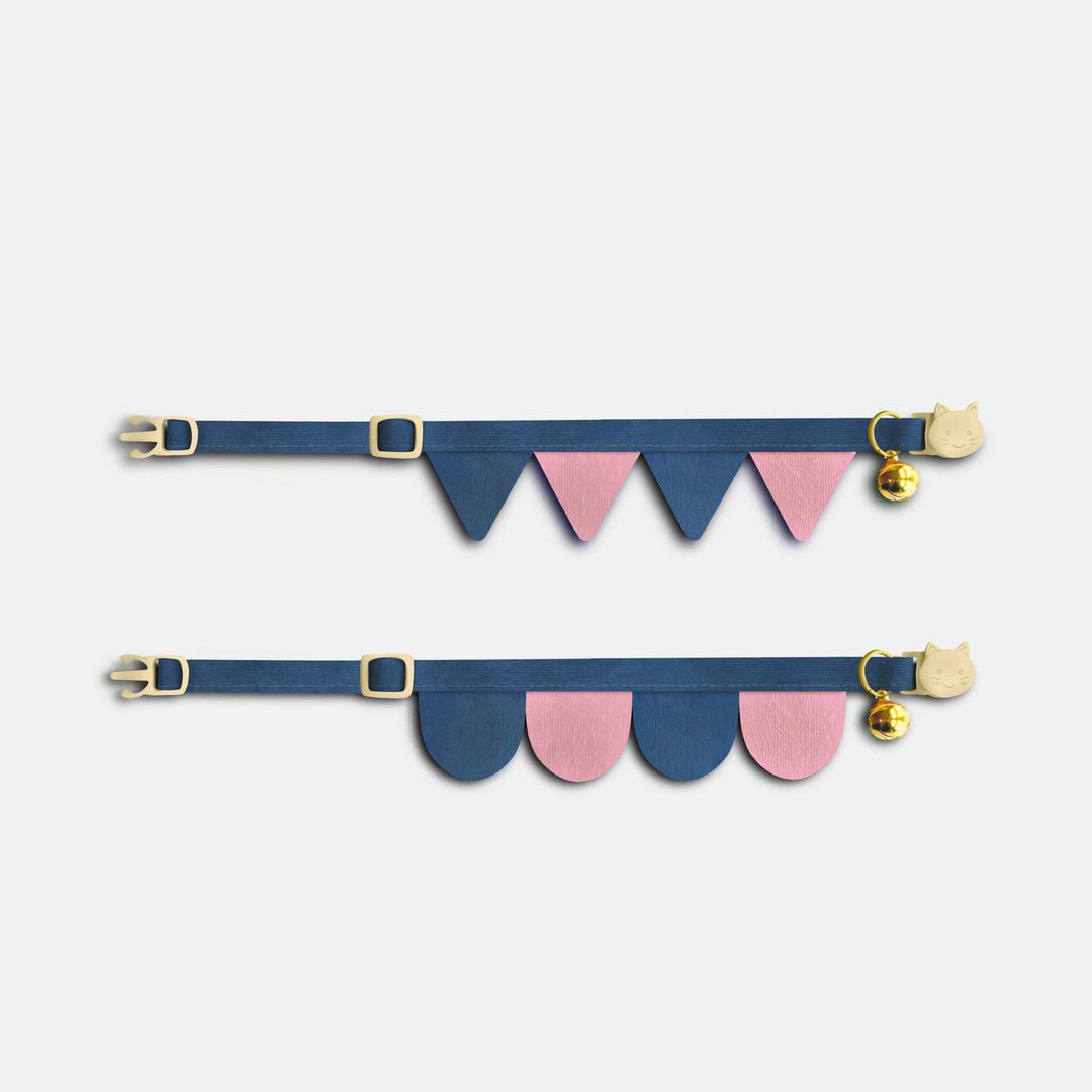 简约手工定制猫项圈 Blush Sea Safety Breakaway Cat Collar - 项圈/牵绳 - 棉 蓝色