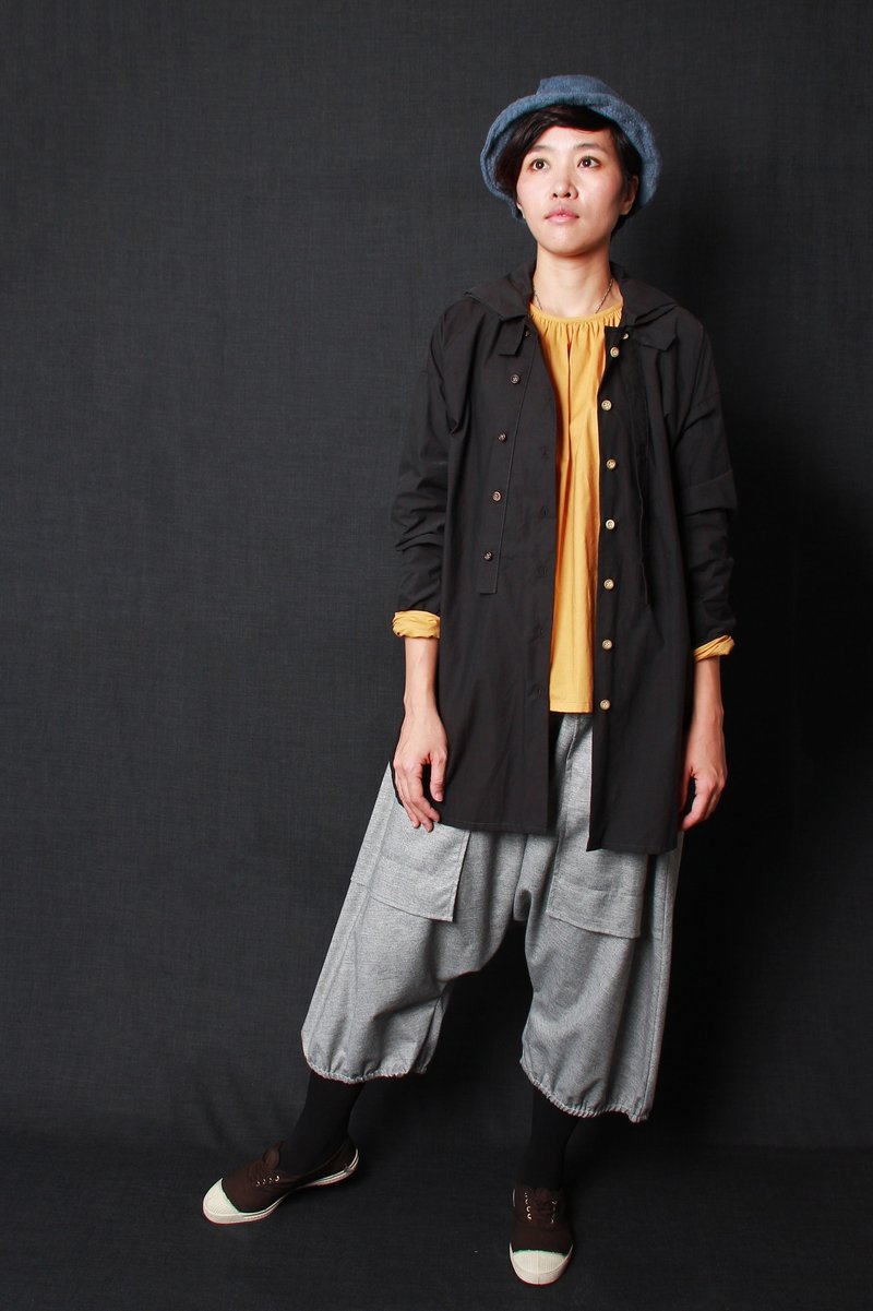 And - 魔笛人 - 长版衬衫 - 女装衬衫 - 棉．麻 黑色