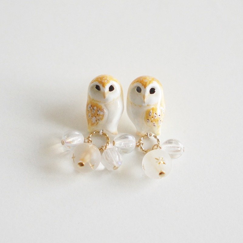 |独角森林| 绘梦谷仓鸮 耳钉|耳夹 - 耳环/耳夹 - 粘土 