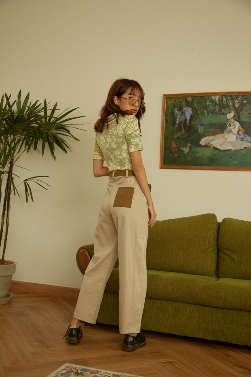 Highestjump Joji Pant (Cream-Brown) - 中性裤装 - 棉．麻 