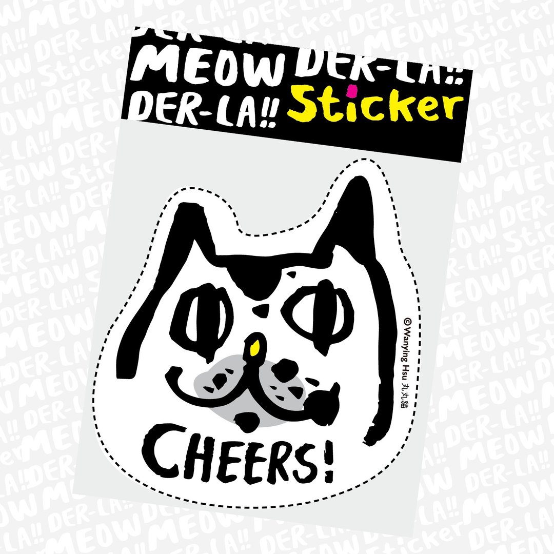 丸丸猫大贴纸 CHEERS - 贴纸 - 防水材质 
