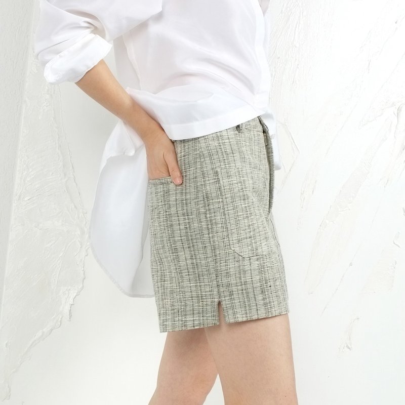 杲果/GAOGUO原创设计师女装品牌 新100%真丝复古百搭修身热裤短裤 - 女装短裤 - 纸 灰色