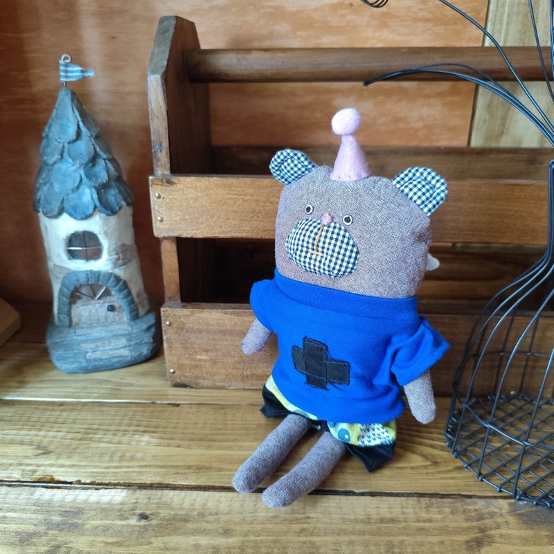 【玩偶】爱开派对的小熊天使 - 玩偶/公仔 - 棉．麻 咖啡色