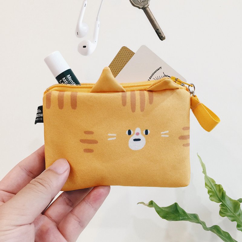 造型卡套零钱包-宽版 橘猫 - 皮夹/钱包 - 聚酯纤维 橘色