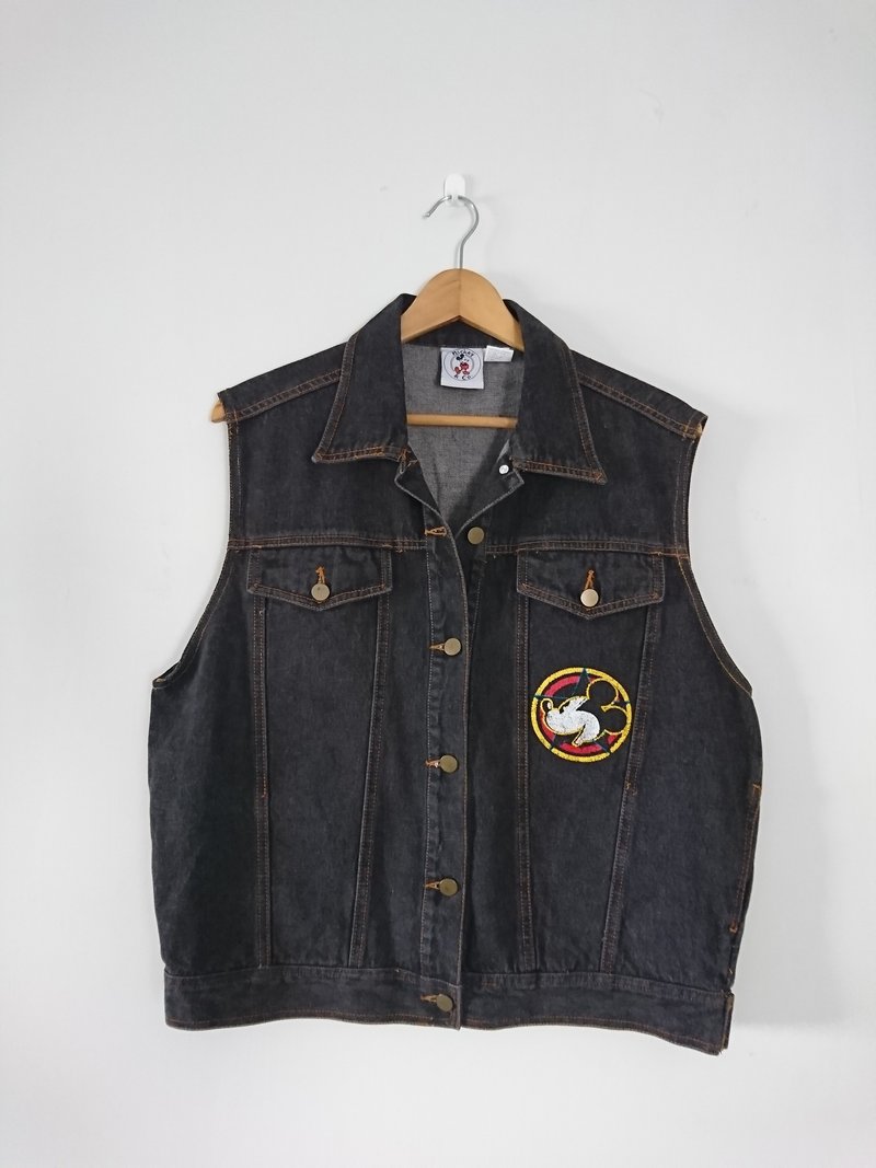哈扣米奇 古着- 单宁牛仔背心 - 男装背心 - 棉．麻 多色