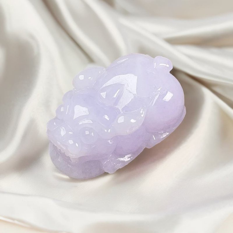 冰糯紫罗兰翡翠貔貅 | 天然缅甸玉翡翠A货 | 送礼 - 其他 - 玉石 紫色