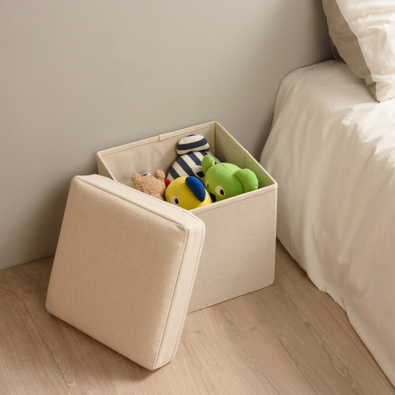 【Gudee】ALFIO 收纳椅凳 置物椅凳 (棉壳白/亚麻蓝) - 收纳用品 - 棉．麻 