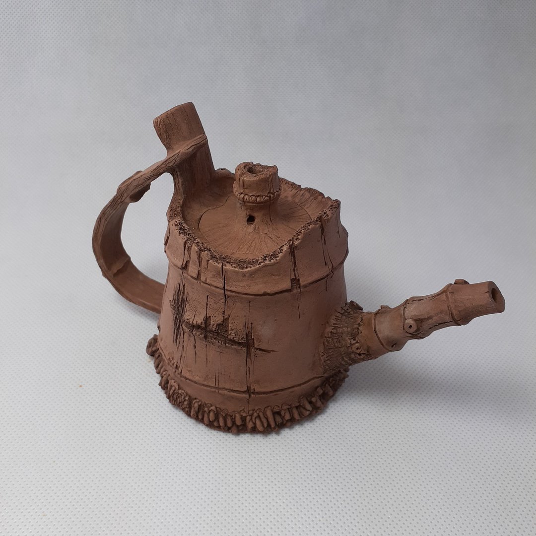 竹节 手捏壶 - 茶具/茶杯 - 陶 咖啡色