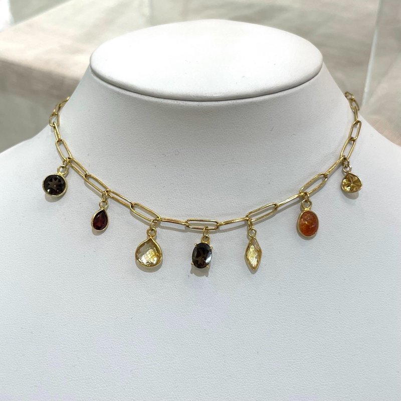 【续订】彩石链条项链ORG - 项链 - 半宝石 橘色