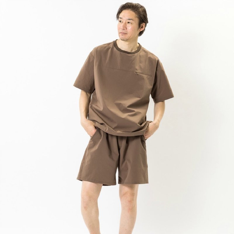 SETOUT-植物染口袋T恤 - 男装衬衫 - 聚酯纤维 咖啡色