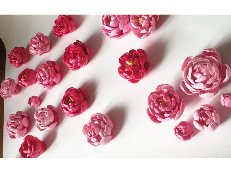 瓷花、墙面艺术套装装饰、瓷墙装饰、瓷墙雕塑、陶瓷花、陶瓷雕塑 - 墙贴/壁贴 - 瓷 粉红色