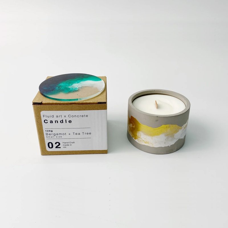 手工制造 I 水泥 x 流体艺术蜡烛 I 白色 - 蜡烛/烛台 - 水泥 白色