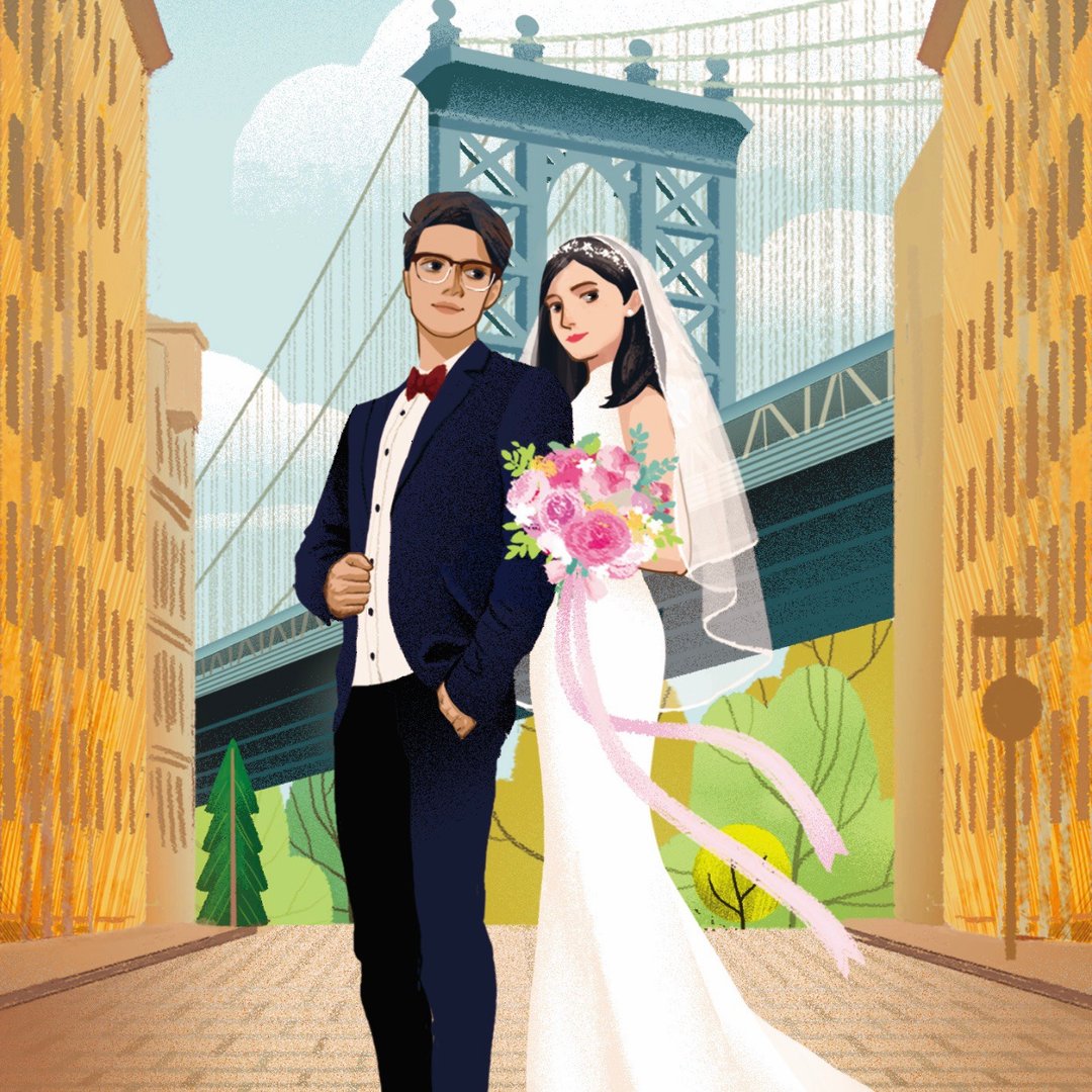 定制化人像 漫画风格 | 插画 | 结婚 | 纪念品 | 喜帖请帖 邀请函 - 电子喜帖/贺卡/邀请函 - 其他材质 