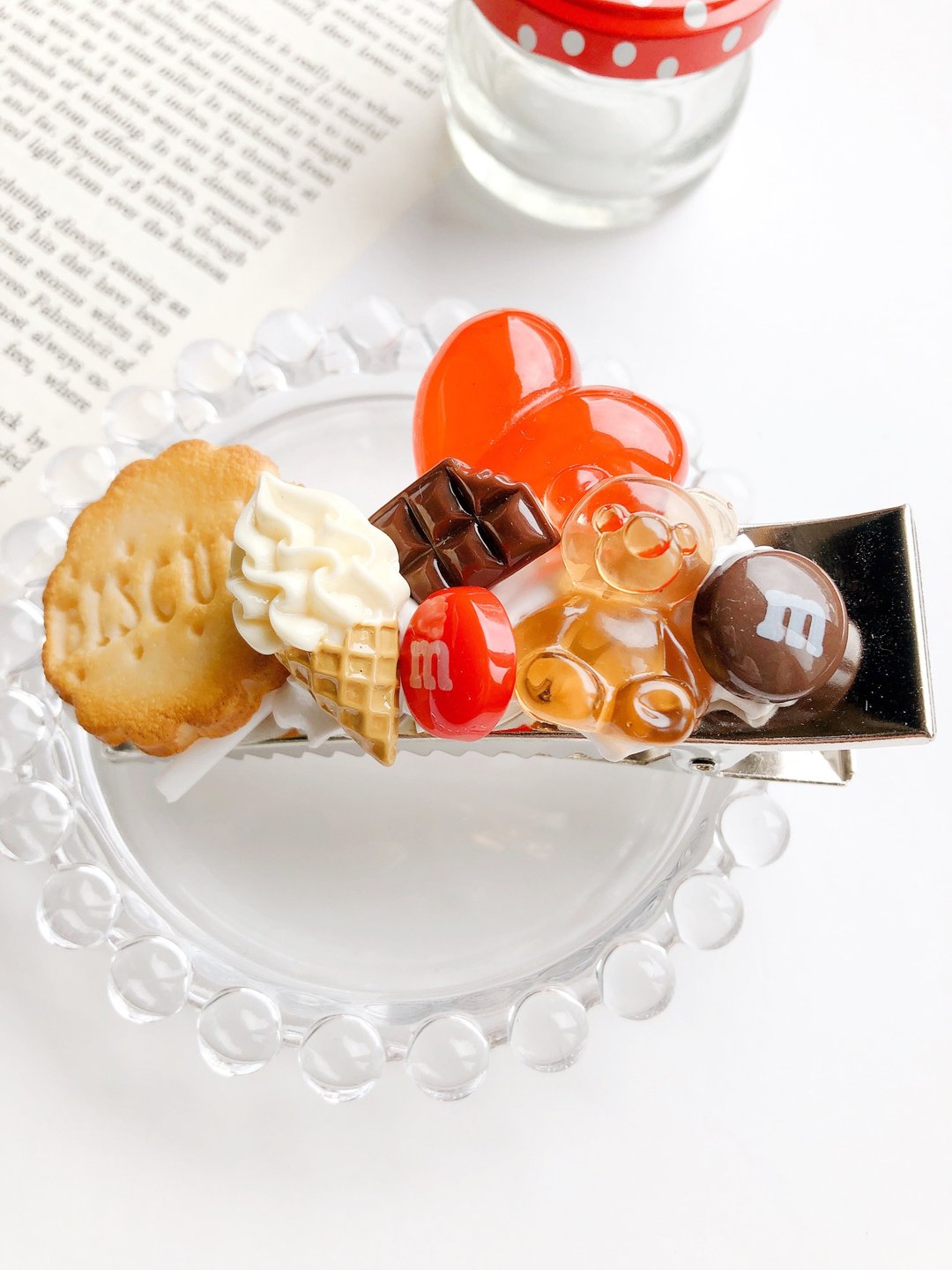 hair clip, hair accessory, fake sweets,fruit,fake food, food sample, present,swe - 发饰 - 粘土 红色