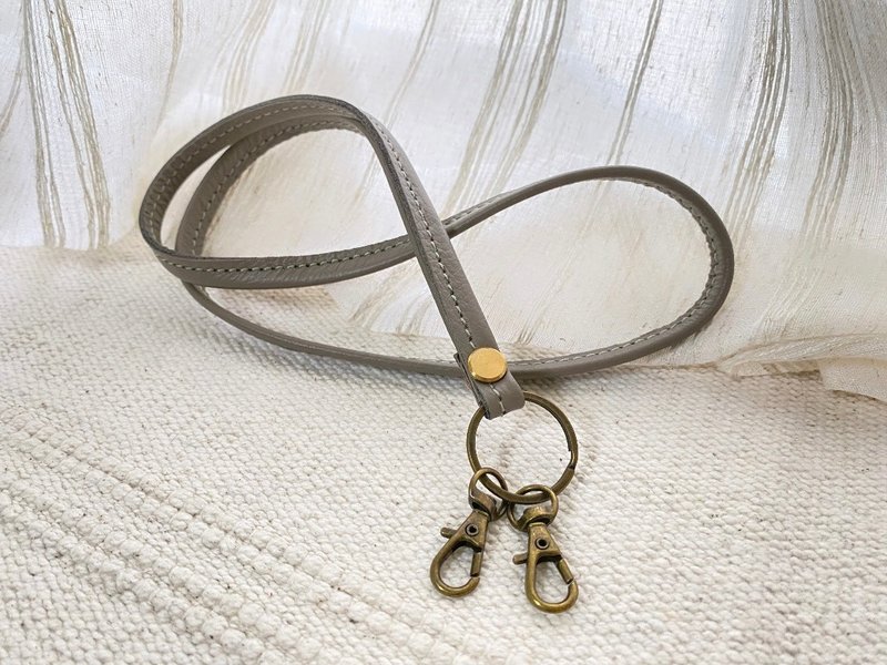 有格调。皮革颈绳 - 灰米 - - 挂绳/吊绳 - 真皮 灰色