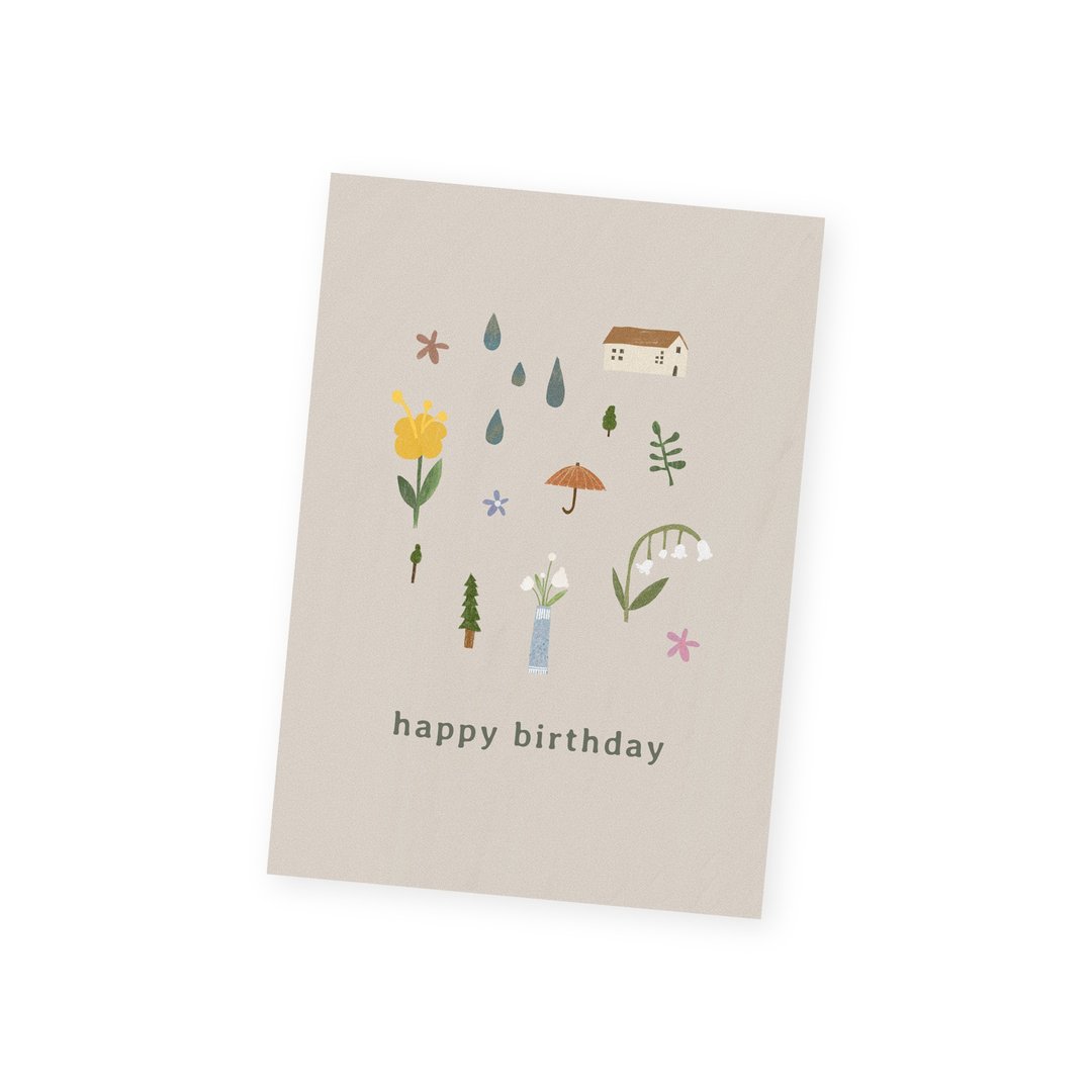 Happy Birthday Spring 单折式 A6 祝福卡 - 卡片/明信片 - 纸 