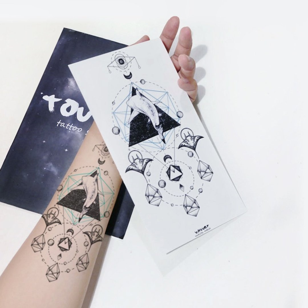 TU纹身贴纸-鲨鱼与曼塔／刺青／防水纹身／原创／花臂 - 纹身贴 - 纸 多色