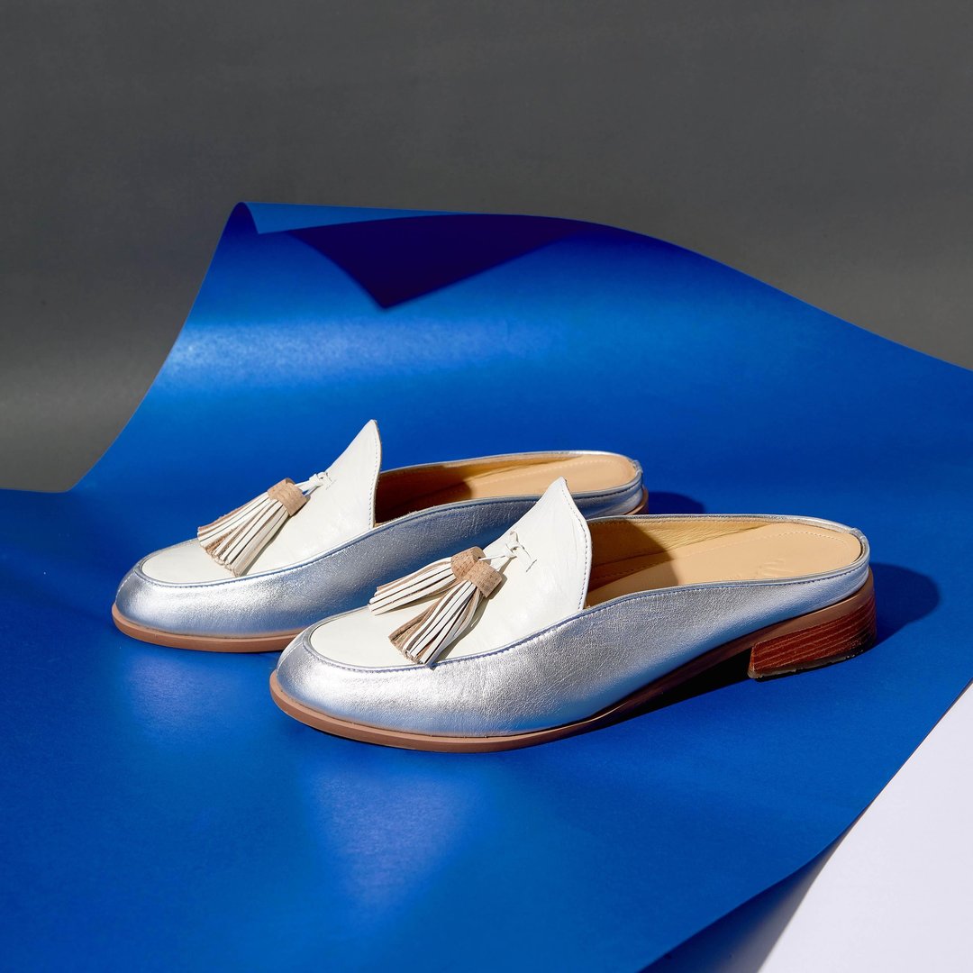 SILVER-Willow - Mule Loafers - 女款休闲鞋 - 真皮 白色