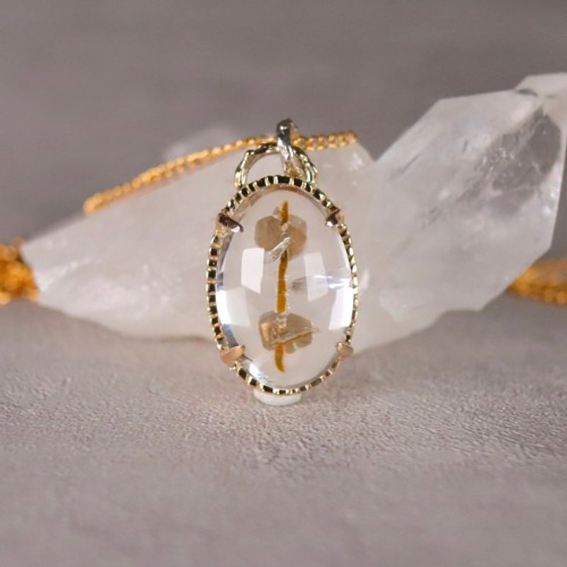 “世界唯一 串团子”绿帘石&云母水晶 K10&S925银项链吊坠 - 项链 - 宝石 