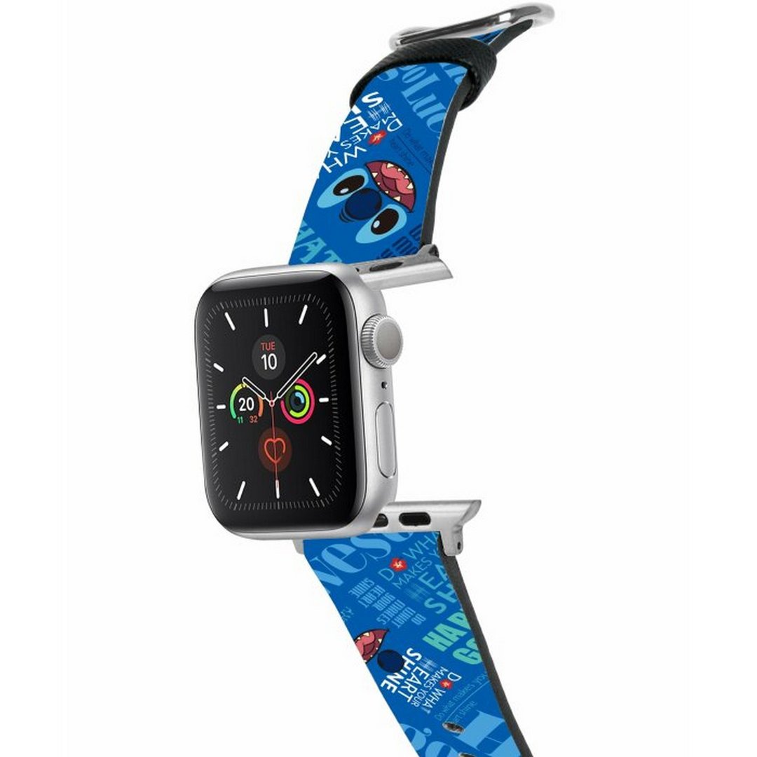 迪士尼100周年史迪仔十字压纹牛皮Apple Watch真皮皮革表带 5541 - 表带 - 真皮 