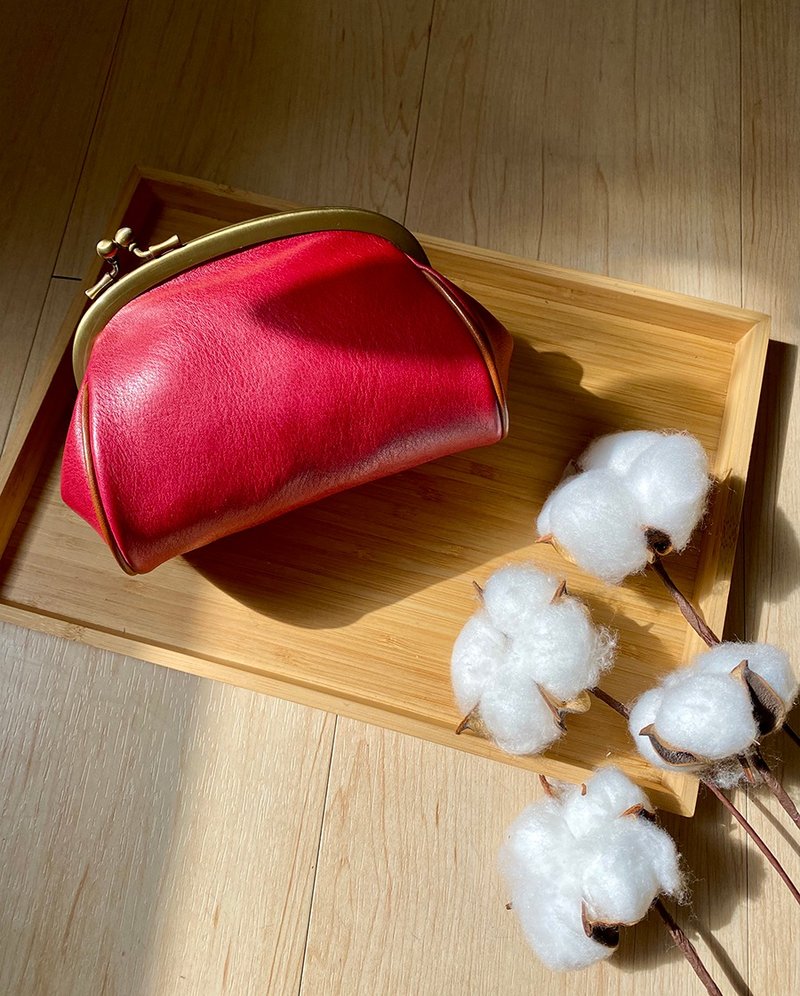 滚边化妆口金包 - 化妆包/杂物包 - 真皮 紫色