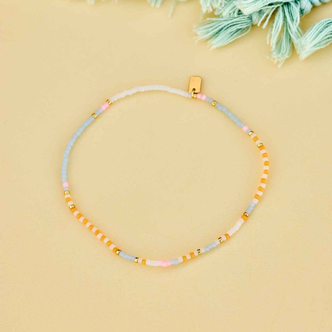 Pura Vida 美国手工 MIXED SEED BEAD GOLD 雾粉系混合彩珠脚链 - 脚链/脚环 - 其他材质 多色