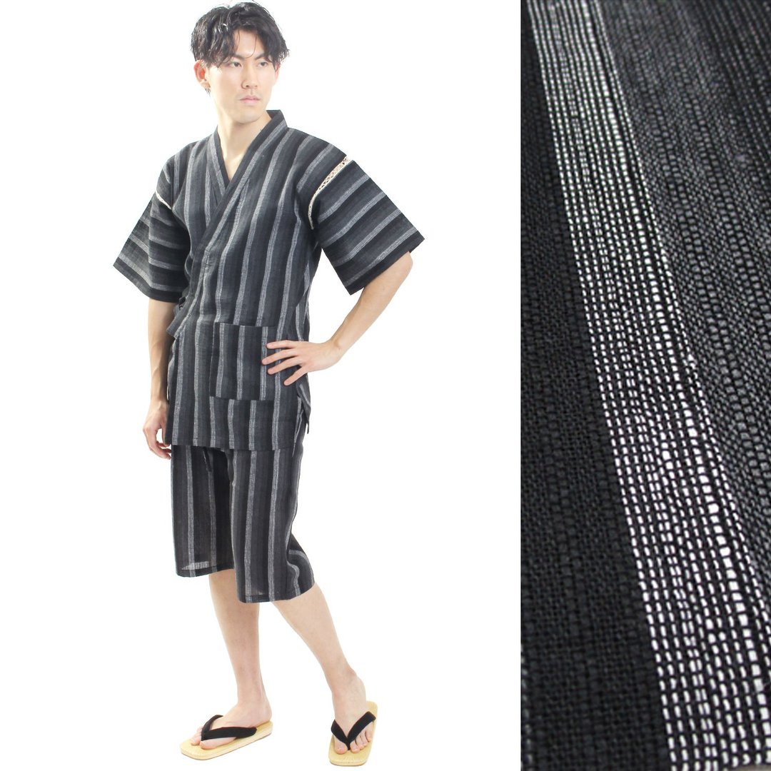 日本 和服 男士 甚平 休闲服 睡衣 棉 成套组 M L LL am-mr06 - 居家服/睡衣 - 棉．麻 黑色