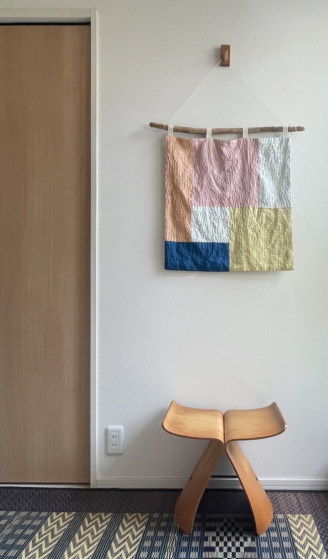 日本制造，手工染色刺绣，JAPANBLUE Tapestry Aizome，靛蓝泥染挂毯 - 墙贴/壁贴 - 棉 蓝色