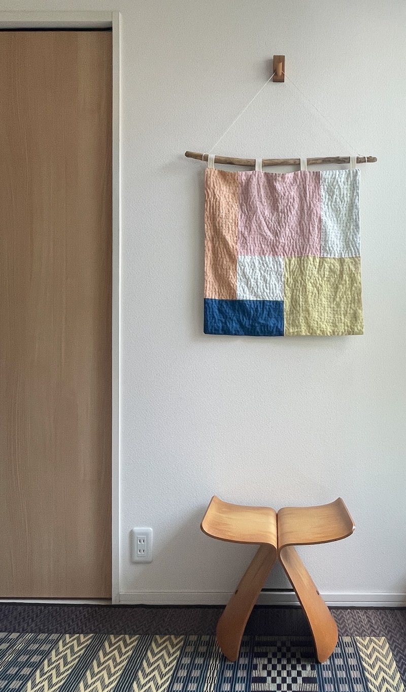 日本制造，手工染色刺绣，JAPANBLUE Tapestry Aizome，靛蓝泥染挂毯 - 墙贴/壁贴 - 棉．麻 蓝色